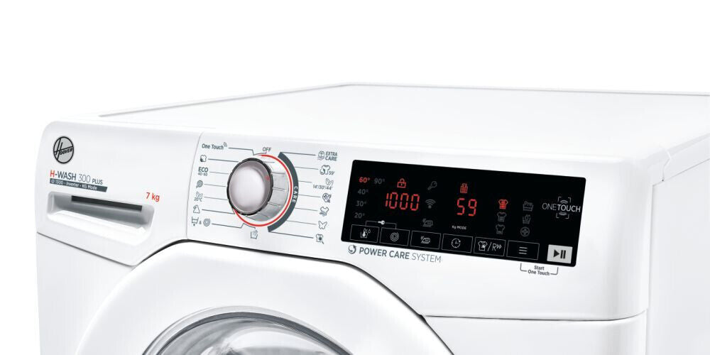 lavatrice a carico frontale hoover 7 kg h3w4 37txme 1 s 1300 giri classe a l60xp45xa85 h wash 300 plus