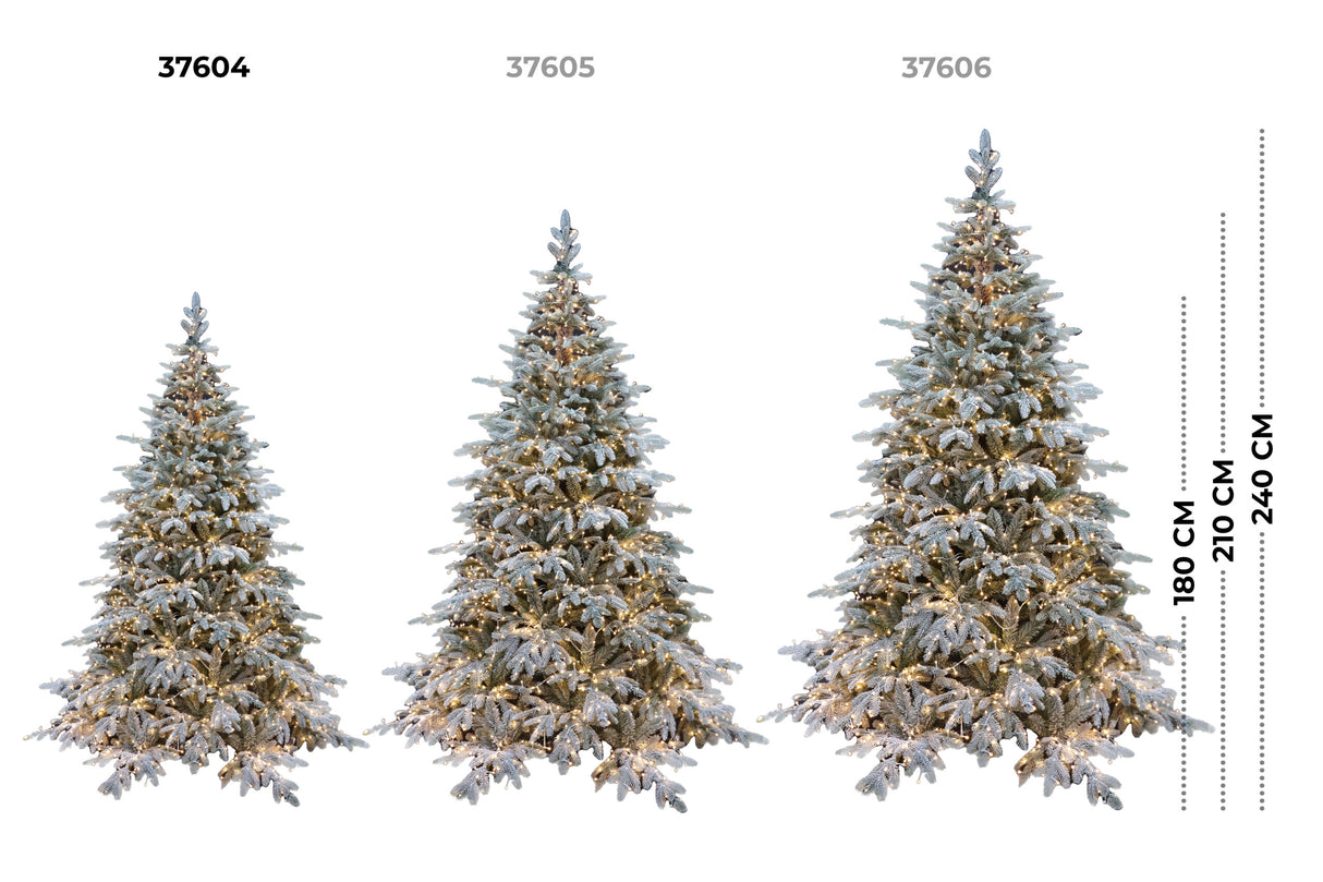 le stelle albero di natale pino verde innevato h 180cm x l 130cm super folto effetto real touch con 2000 luci led incorporate e base croce in ferro pieghevole