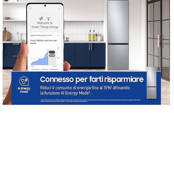 samsung frigorifero combinato samsung rb38c603dsa airspace ecoflex ai 390 litri classe d a203xl595xp658 all around cooling inox ean 8806094990096