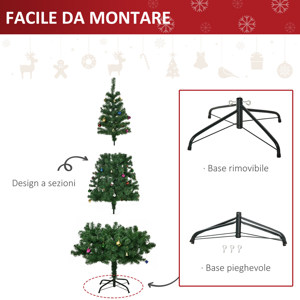 easycomfort easycomfort 1 8m albero di natale artificiale con 624 rami in pvc ignifughi albero di natale realistico con decorazioni e rami folti verde