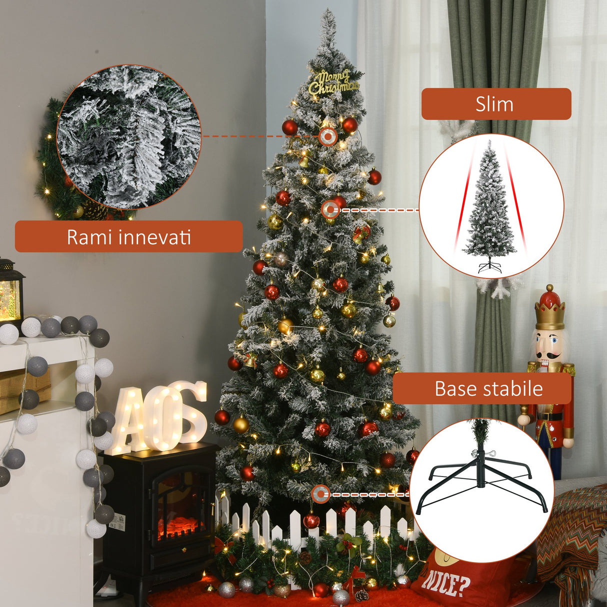 easycomfort easycomfort albero di natale artificiale 210 cm con 631 rami in plastica effetto realistico albero di natale innevato con base in metallo pieghevole decorazioni natalizie verde