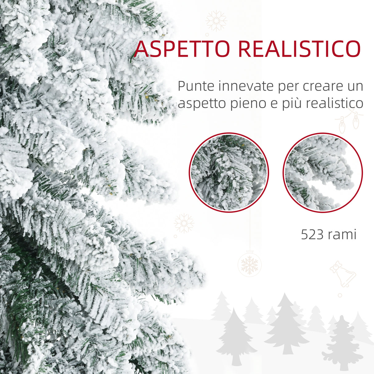 easycomfort easycomfort albero di natale innevato 180cm con 523 rami e base in acciaio per interni