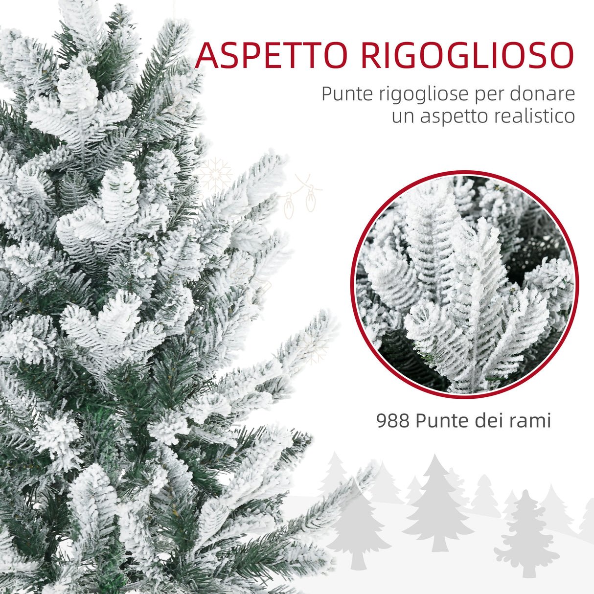 easycomfort easycomfort albero di natale innevato 225cm con 988 rami e base in acciaio per interni con apertura automatica
