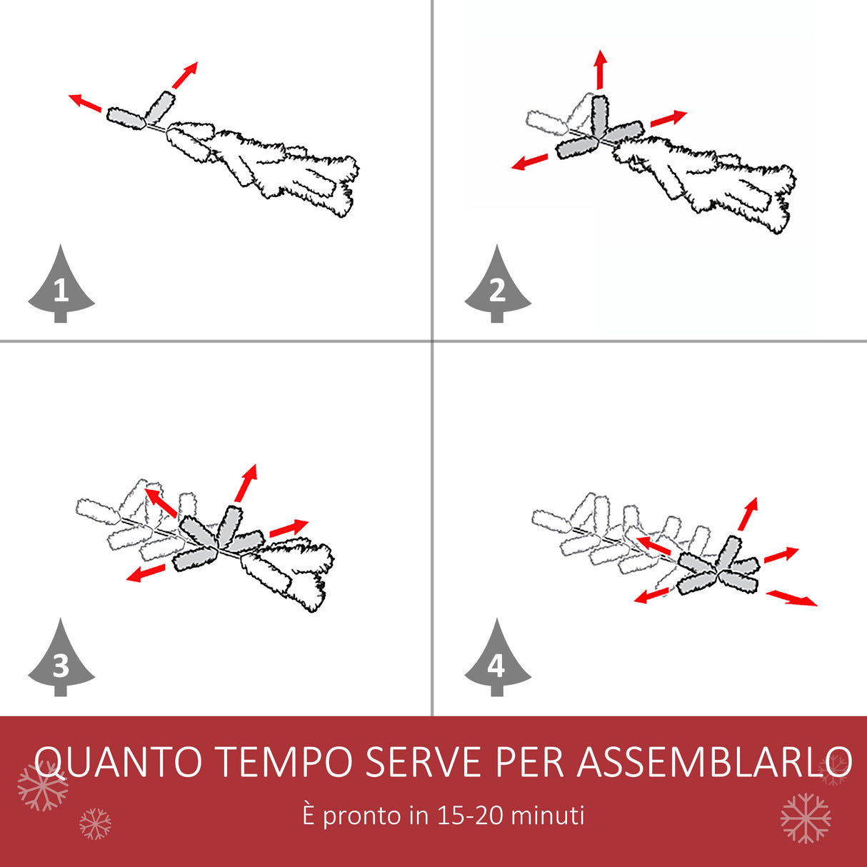 easycomfort easycomfort albero di natale innevato artificiale 150cm con bacche rosse e pigne bianche base rimovibile pieghevole 408 rami