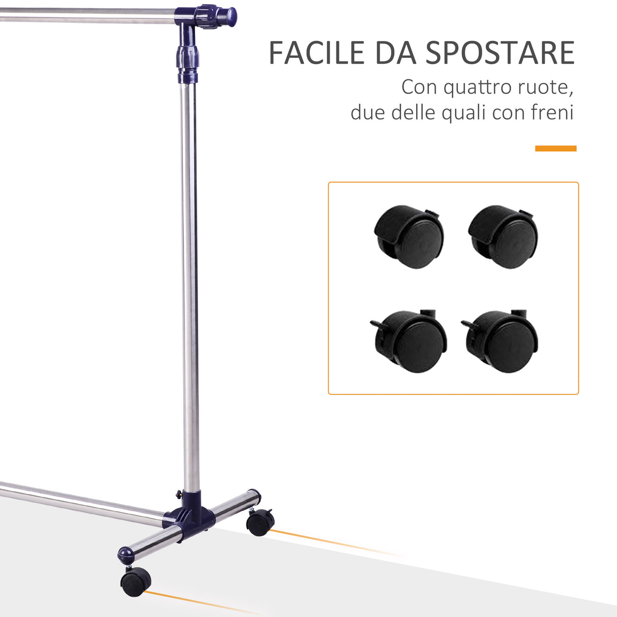 easycomfort easycomfort appendiabiti stender porta abiti singolo per vestiti in acciaio inox su ruote larghezza e altezza regolabili ean 8054111842938