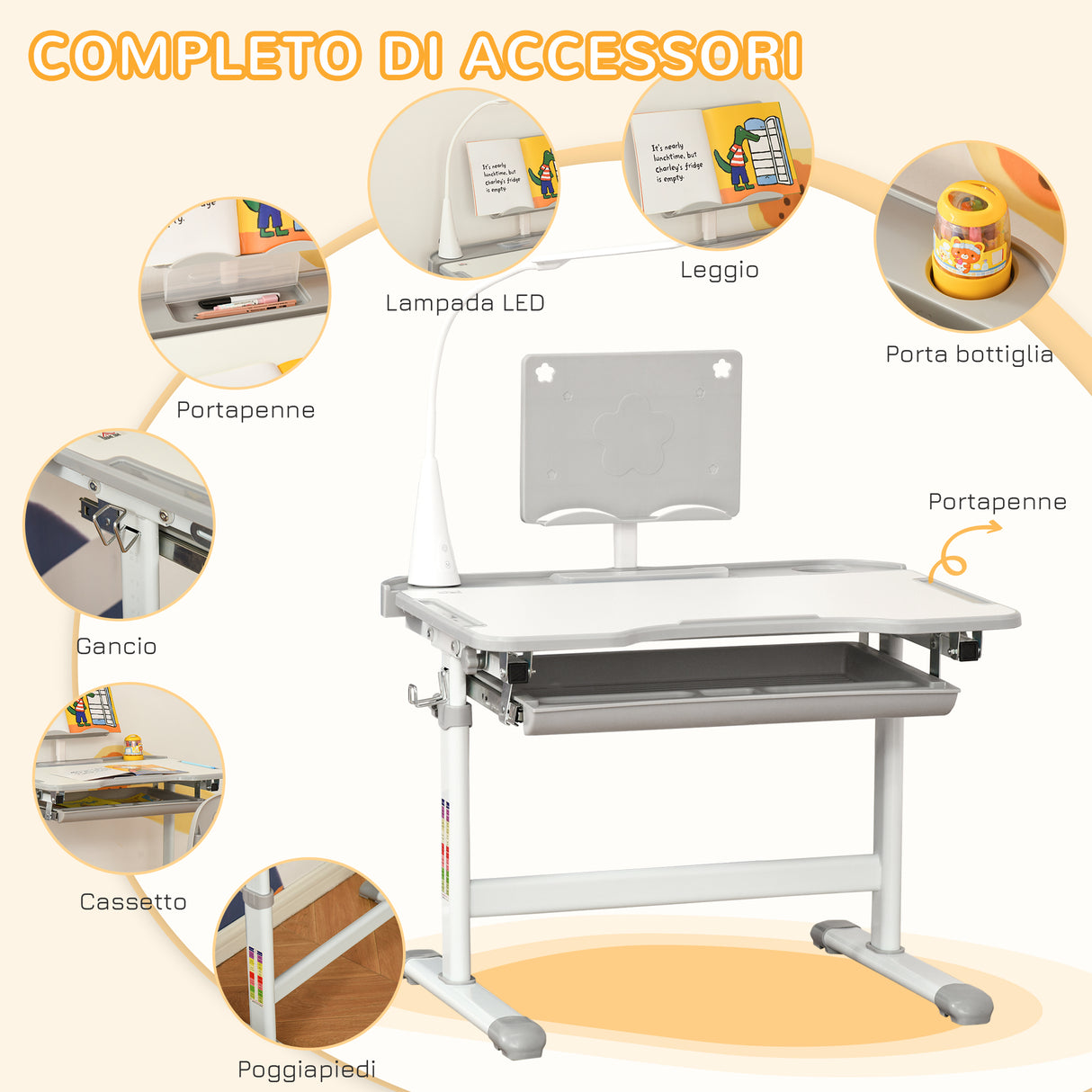 easycomfort easycomfort banco scuola con sedia per bambini 6 12 anni con altezza e inclinazione regolabile grigio