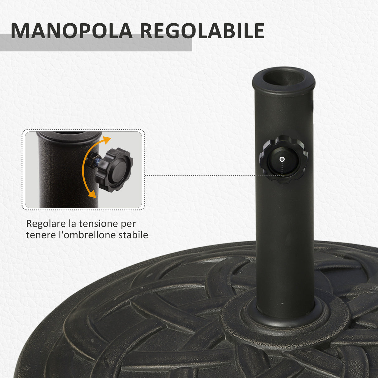 easycomfort easycomfort base per ombrellone in resina 19kg con decorazioni e accoppiatore antiruggine 54 5cm bronzo