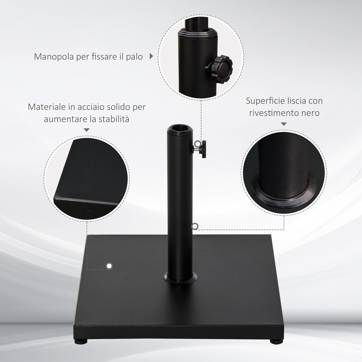 easycomfort easycomfort base per ombrellone quadrata da 18kg per pali da 33 53 8 cm 45x45x39 cm nero