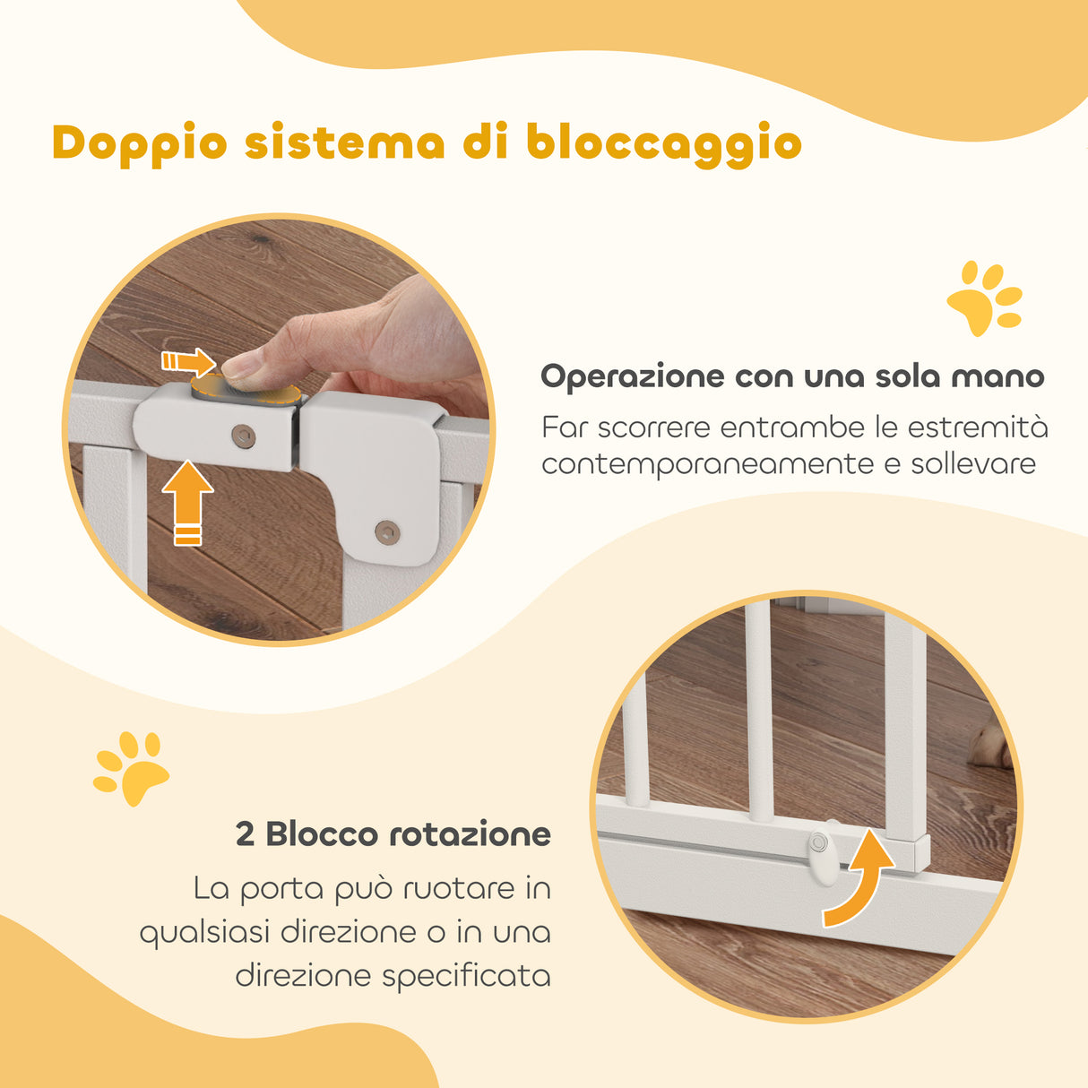 easycomfort easycomfort cancelletto per cani a larghezza regolabile con doppio blocco in acciaio e abs 76x75 95 cm bianco