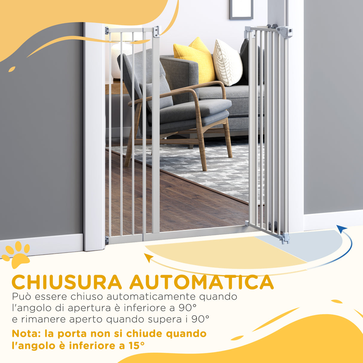 easycomfort easycomfort cancelletto per cani con 4 viti regolabili e nastro adesivo in metallo e plastica 86x104 1 cm bianco