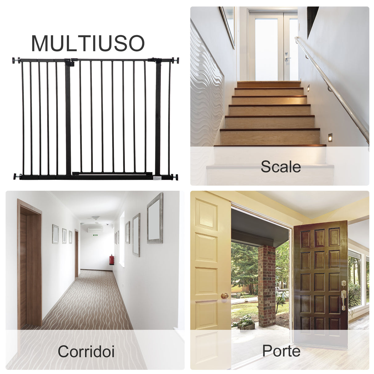 easycomfort easycomfort cancelletto per cani estensibile con viti e ampia apertura in metallo e plastica 76 107x76 cm nero