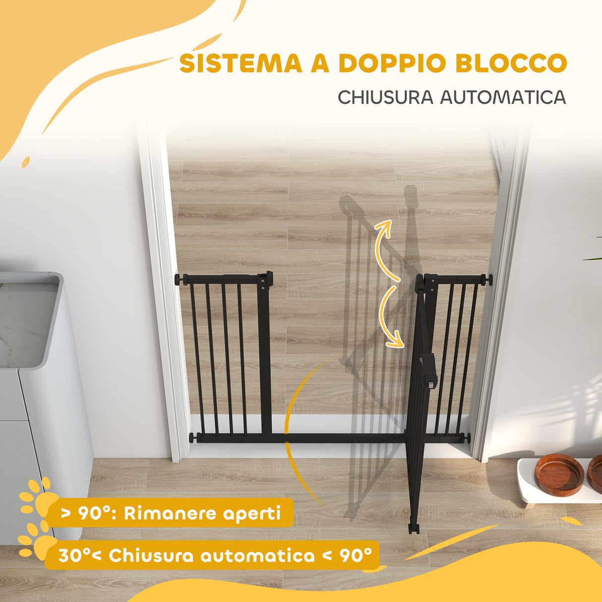 easycomfort easycomfort cancellino per cani a 2 estensioni con larghezza regolabile fino a 100 cm e chiusura automatica nero