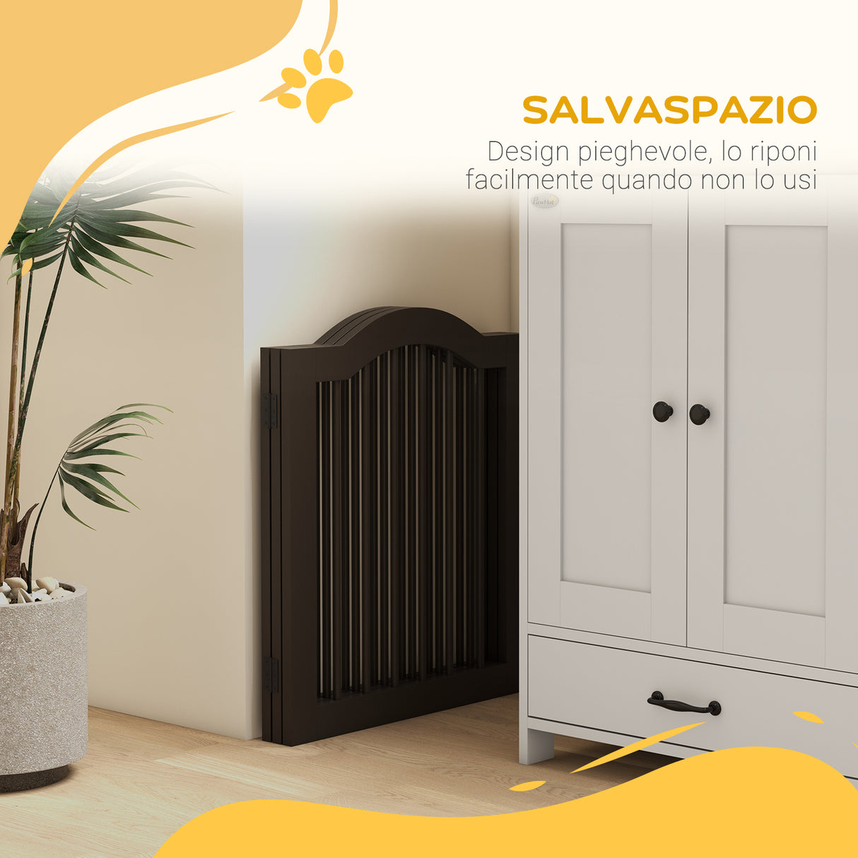 easycomfort easycomfort cancellino per cani pieghevole a 3 sezioni in legno 154 5x29 5x61cm caffe