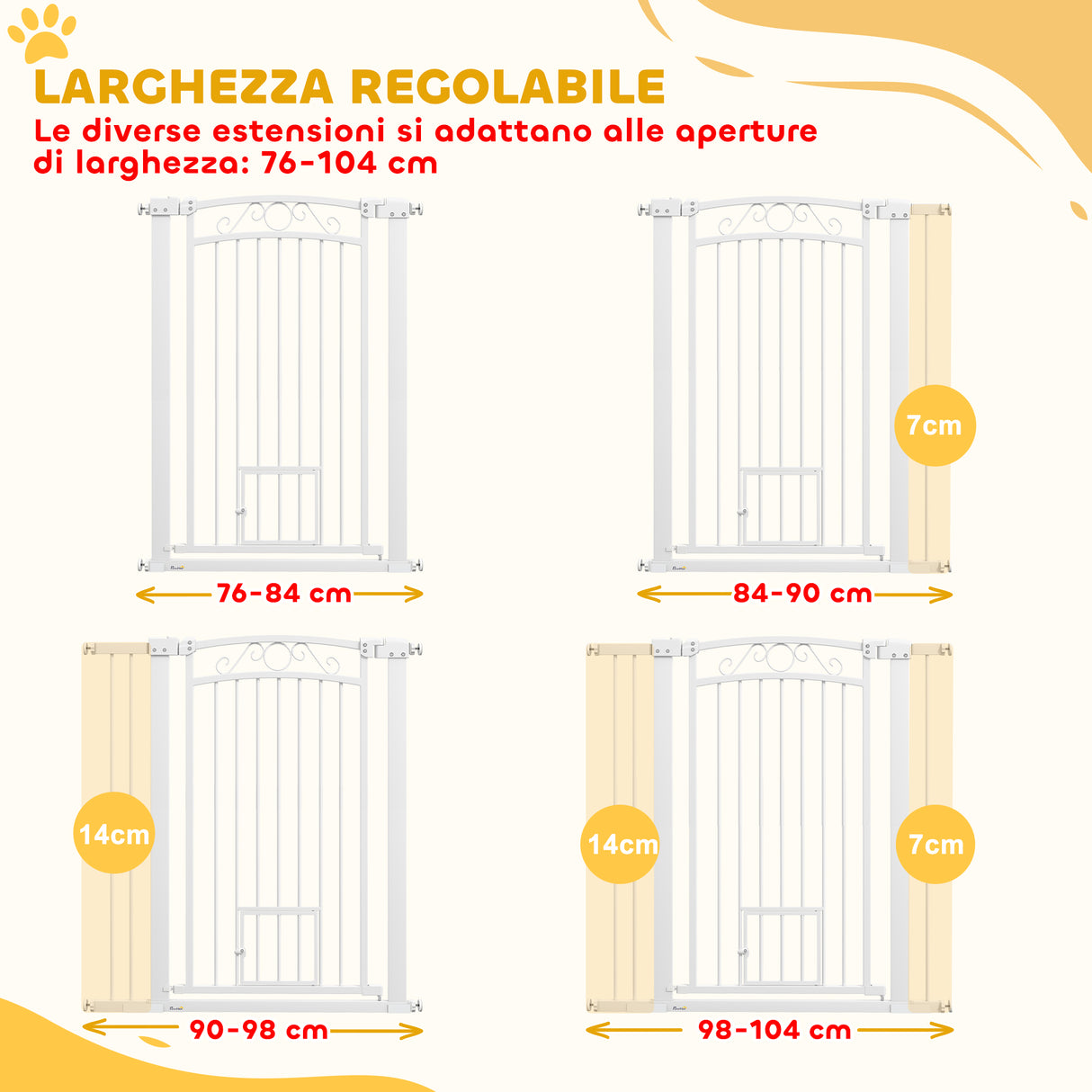 easycomfort easycomfort cancellino per cani regolabile con estensioni e porta per gatti 76 104x106cm bianco