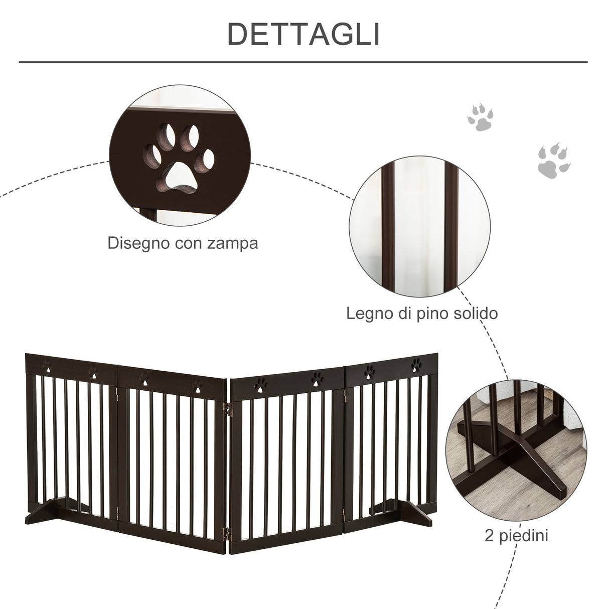 easycomfort easycomfort cancellino per cani taglia piccola pieghevole in legno di pino 204x30x61 cm marrone