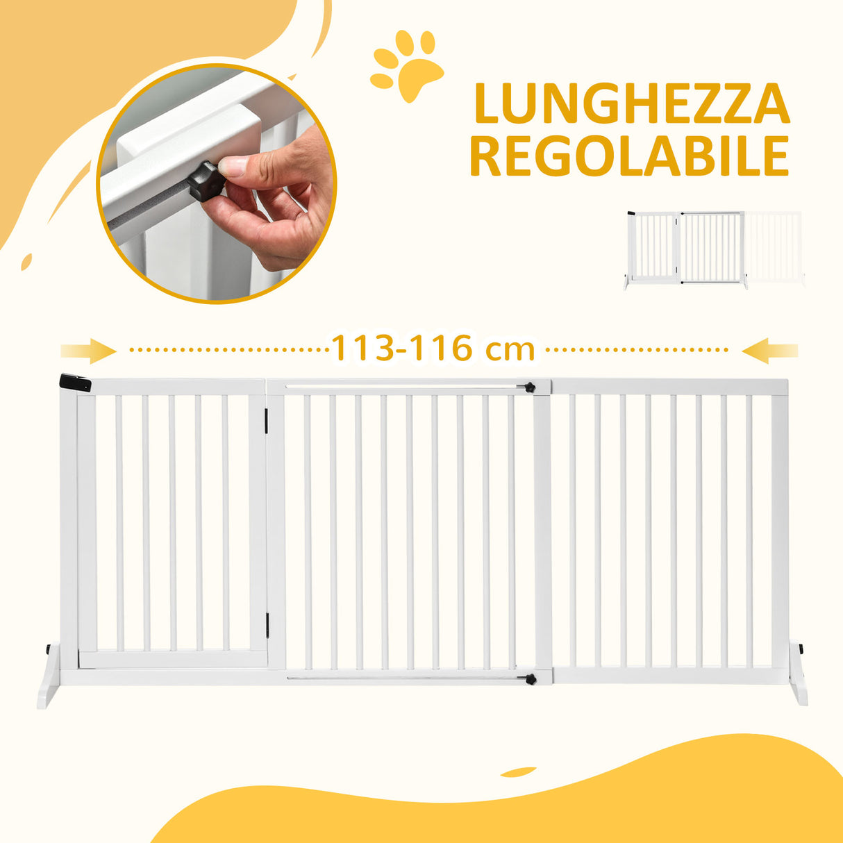 easycomfort easycomfort cancellino per cani taglia regolabile a 3 pannelli in legno di pino 113 166x36x71 cm bianco