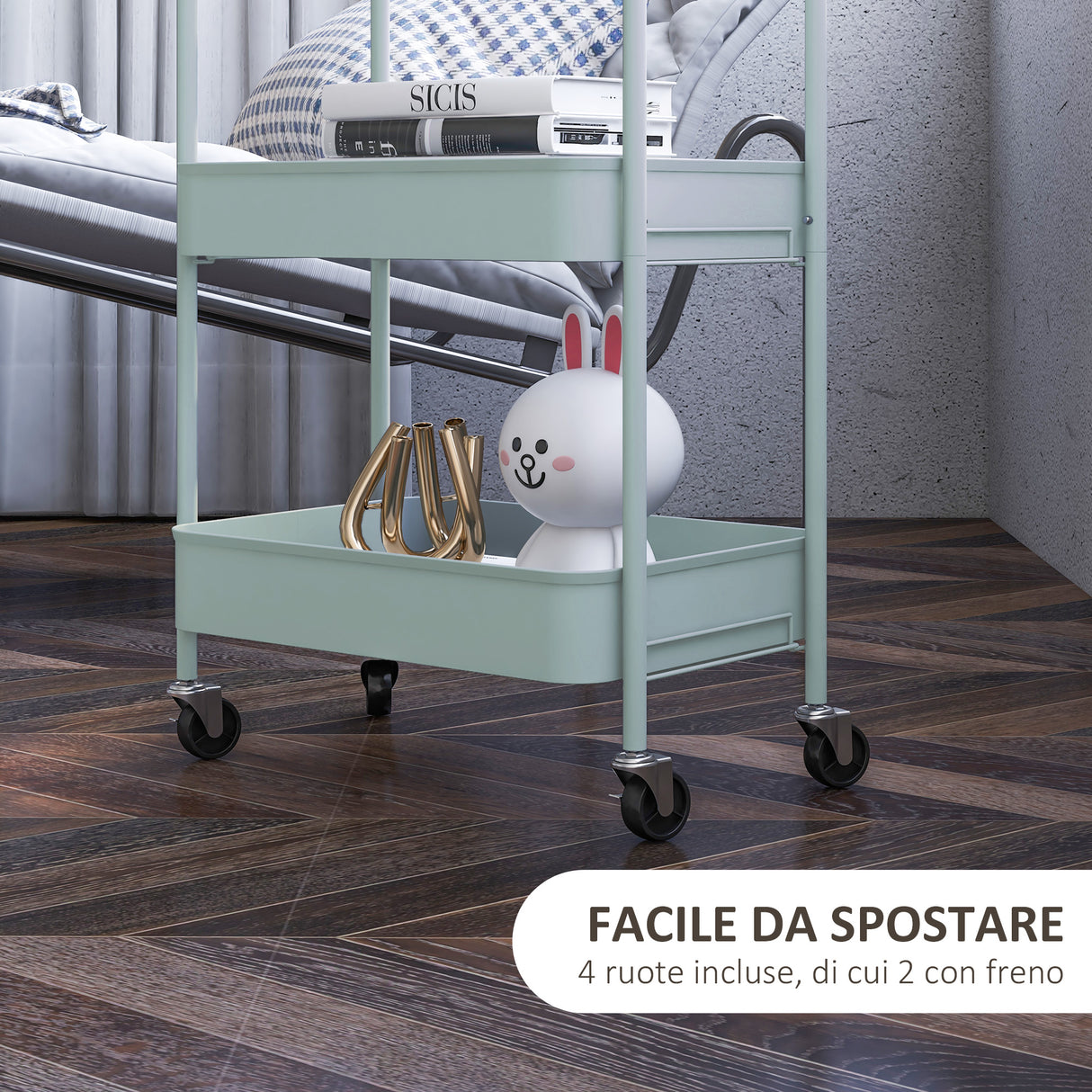 easycomfort easycomfort carrello da cucina a 3 livelli con maniglie e 4 rotelle in acciaio 45x30 6x79 cm azzurro