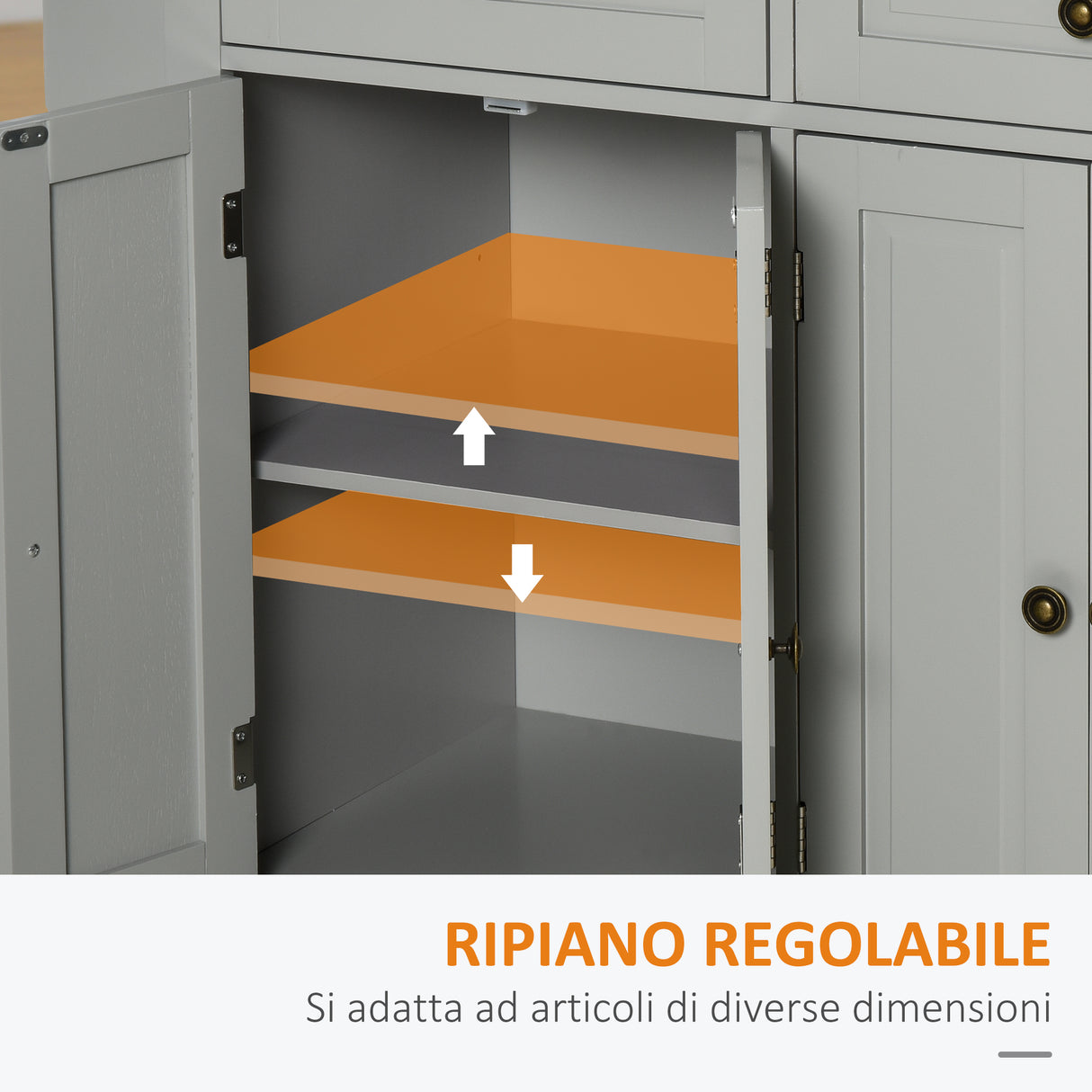 easycomfort easycomfort carrello da cucina con 2 cassetti e 2 armadietti piano in legno portaspezie e porta canovacci grigio