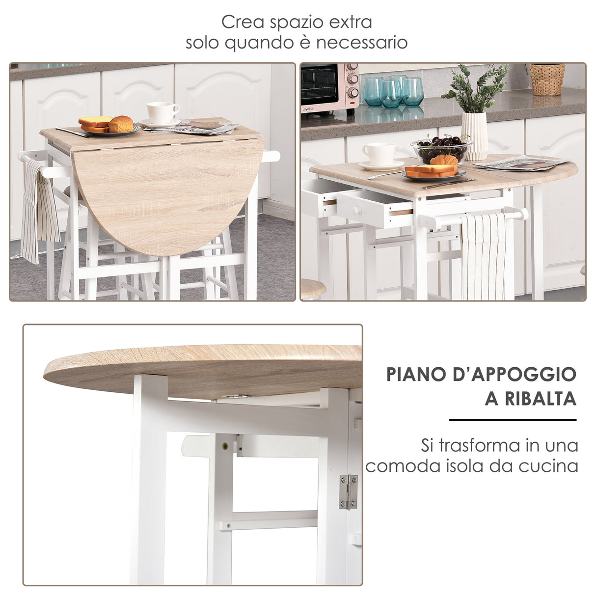 easycomfort easycomfort carrello da cucina pieghevole mobile da cucina salvaspazio con 2 sgabelli 2 cassetti 5 ruote rotazione 360 legno mdf bianco ean 8054144138947