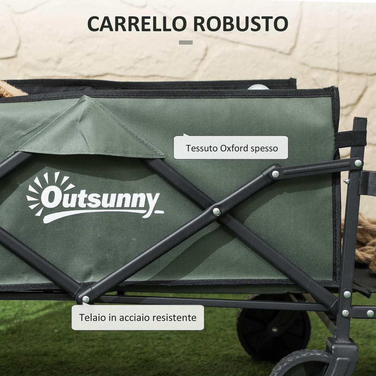 easycomfort easycomfort carrello da giardino da 95l pieghevole con pannello apribile in acciaio e poliestere 125x48x78 102 cm verde