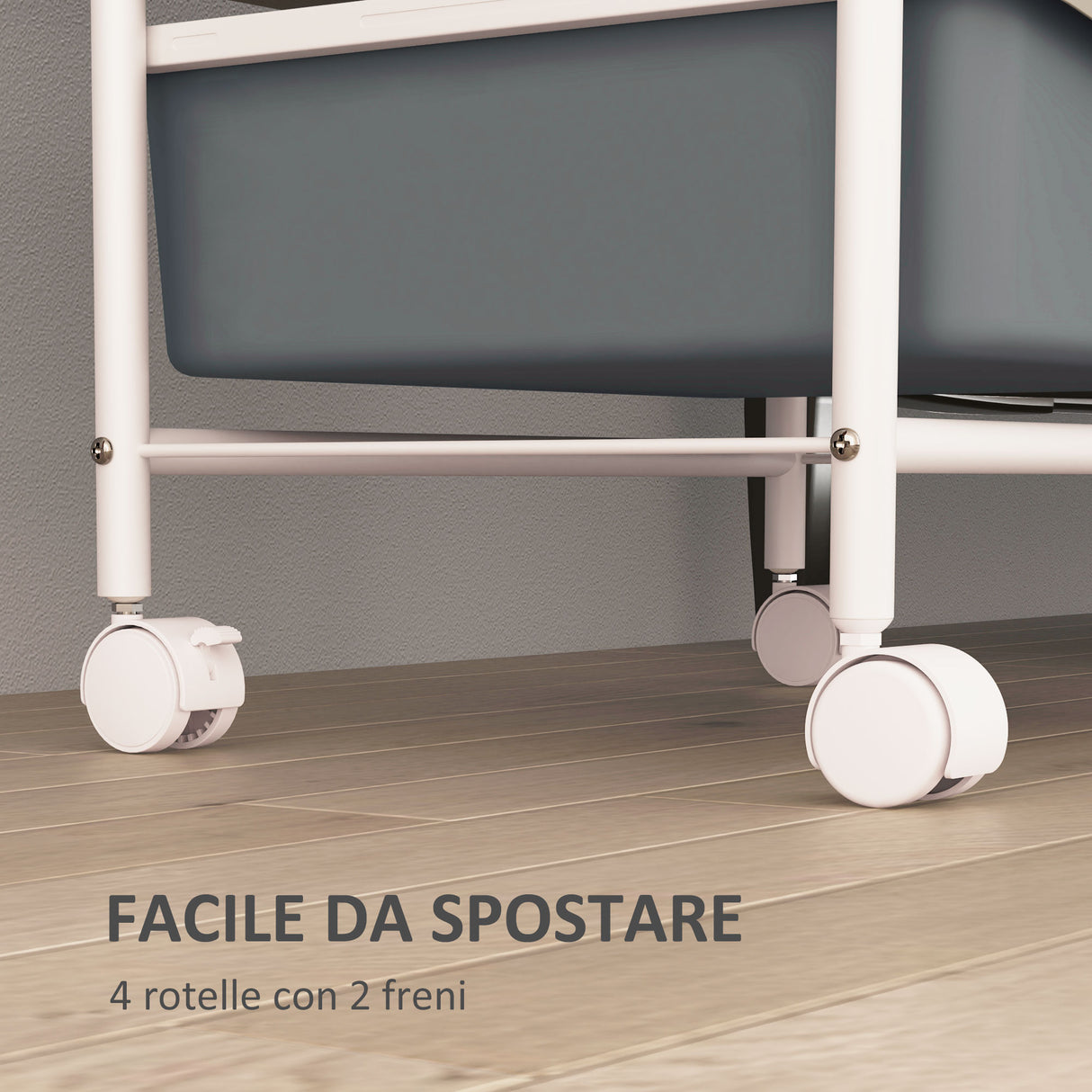 easycomfort easycomfort carrello portaoggetti con 2 vassoi fissi e 3 vassoi scorrevoli in acciaio e pp 40x34x85 cm bianco e grigio