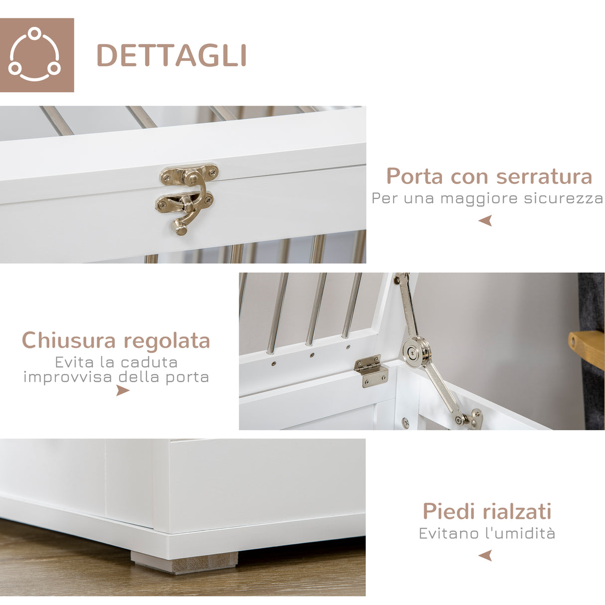 easycomfort easycomfort casetta per cani taglia media con 2 porte bloccabili gabbia in acciaio e mdf 80x50x56 5 cm bianco