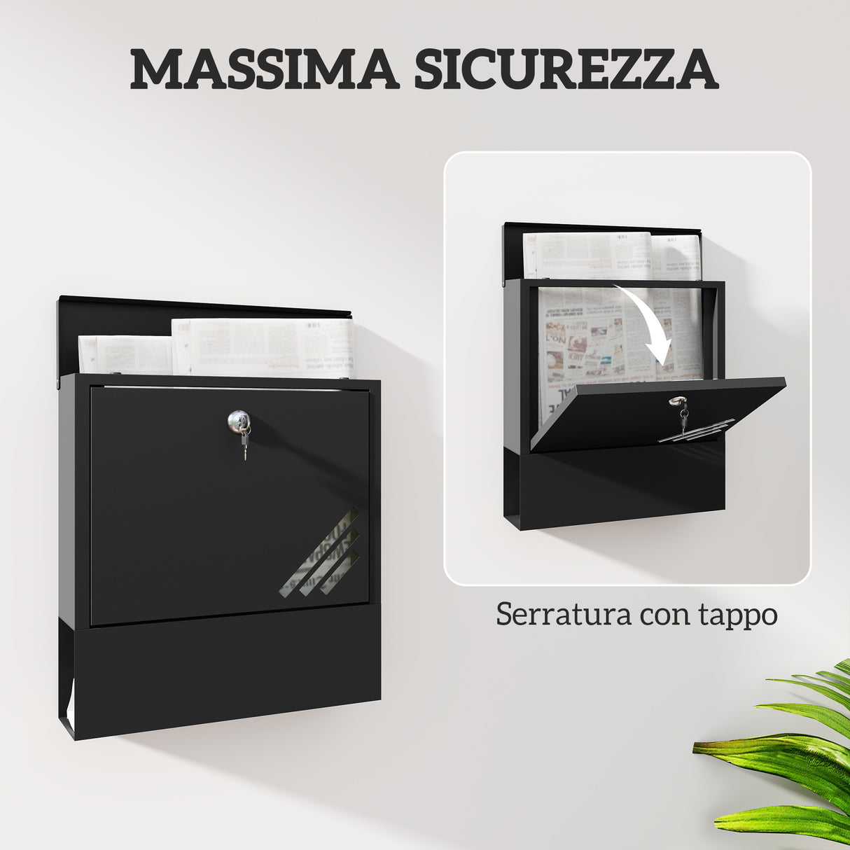 easycomfort easycomfort cassetta postale a muro in metallo con finestrella e serratura 30x8 5x32 5 cm grigio carbone