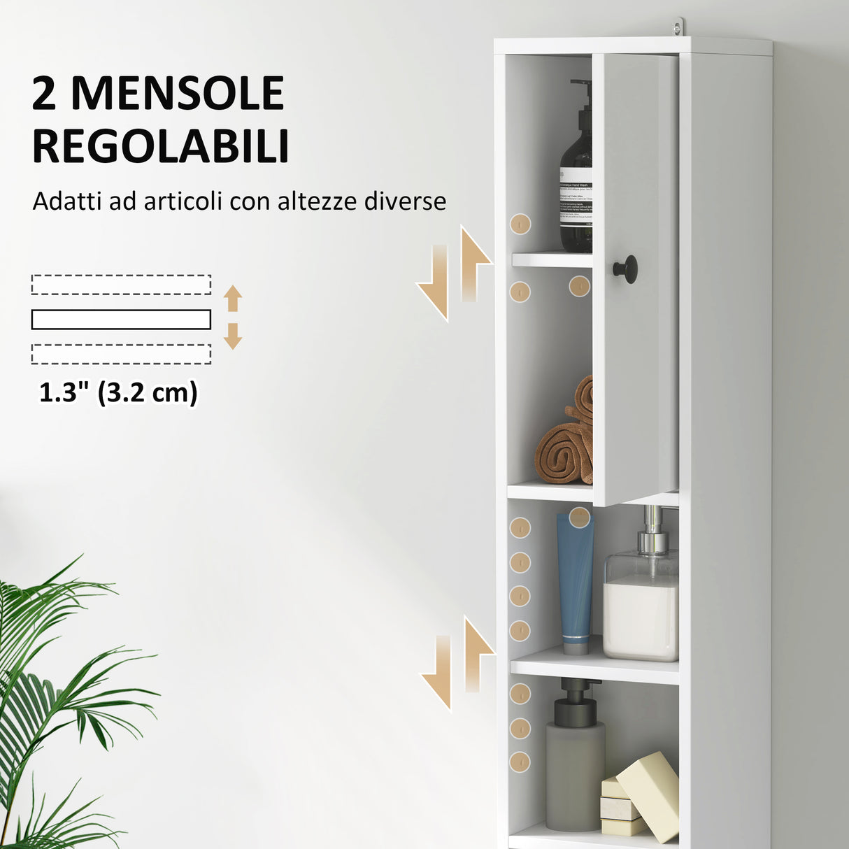easycomfort easycomfort colonna bagno salvaspazio con 2 armadietti 3 ripiani aperti e cassetto in legno 20x20x178 cm bianco