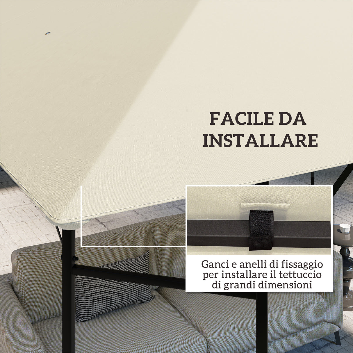 easycomfort easycomfort copertura per gazebo 3x3 m da giardino con 8 fori di drenaggio in tessuto oxford 600d bianco crema