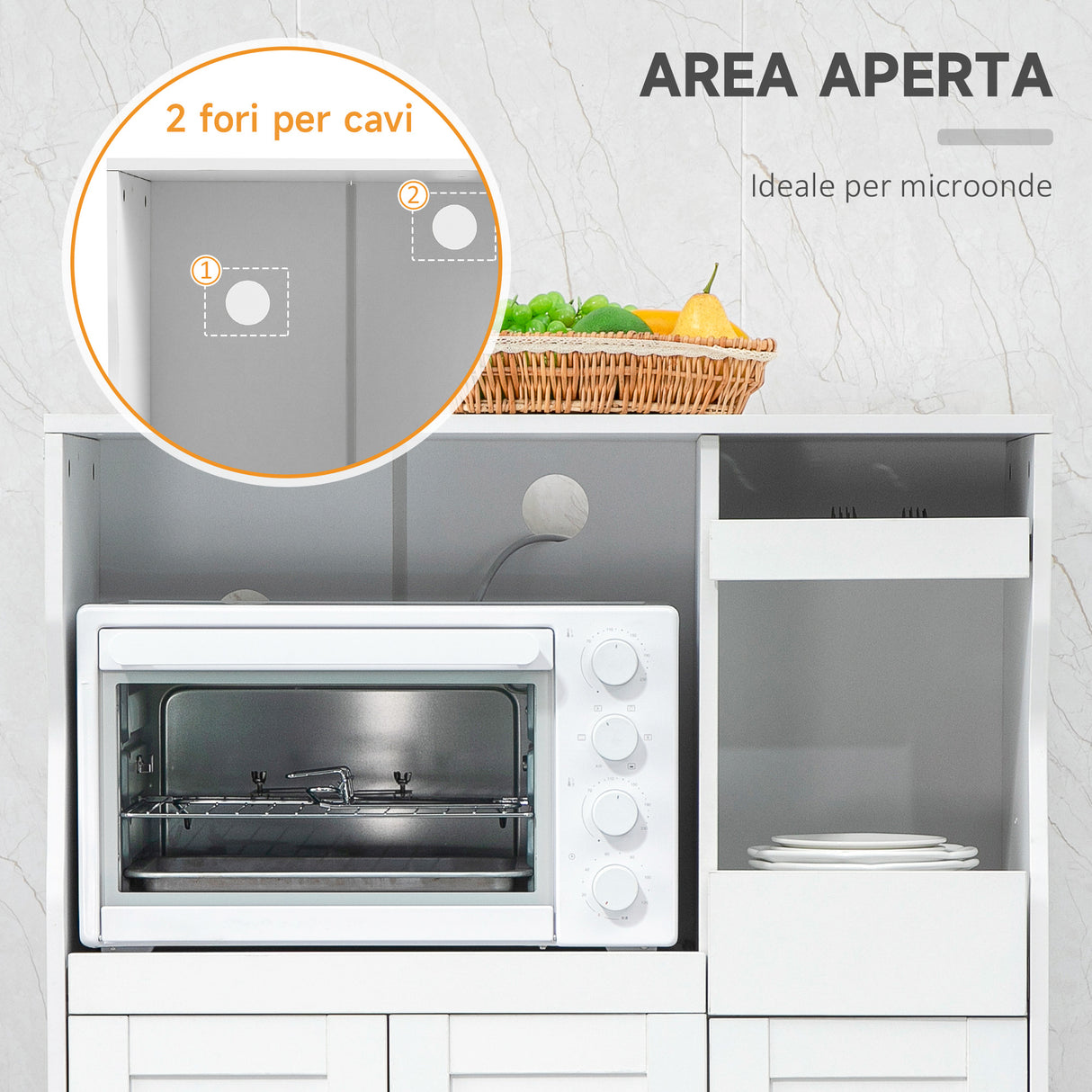 easycomfort easycomfort credenza cucina salvaspazio con 2 armadietti e 2 ripiani estraibili in legno 84x39x109 cm bianco
