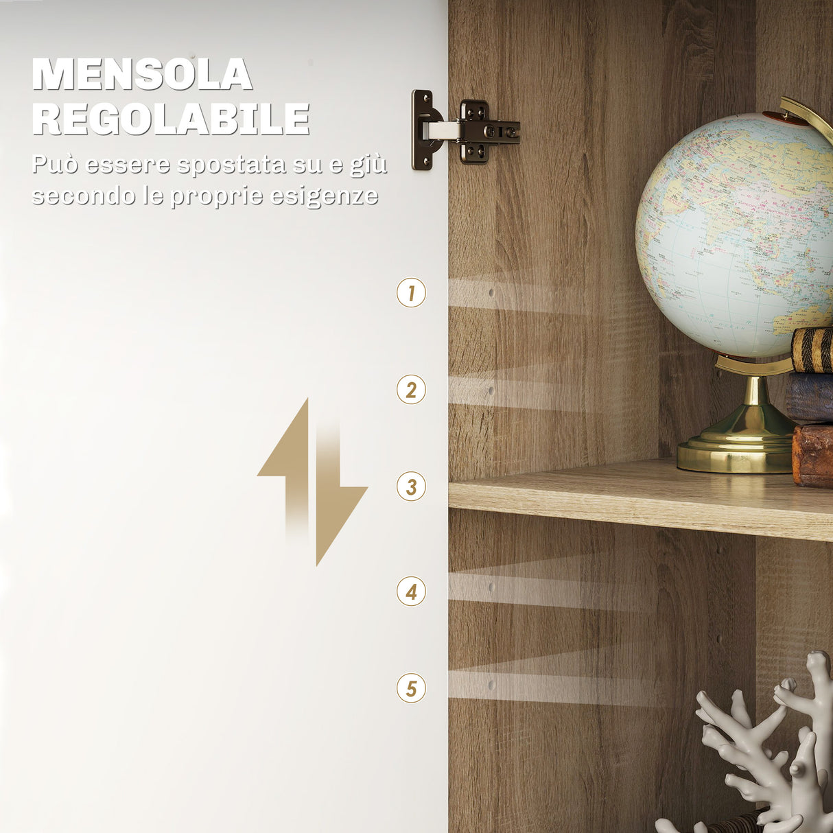 easycomfort easycomfort credenza moderna con 3 armadietti e 2 cassetti in legno 106x35x76 cm color legno