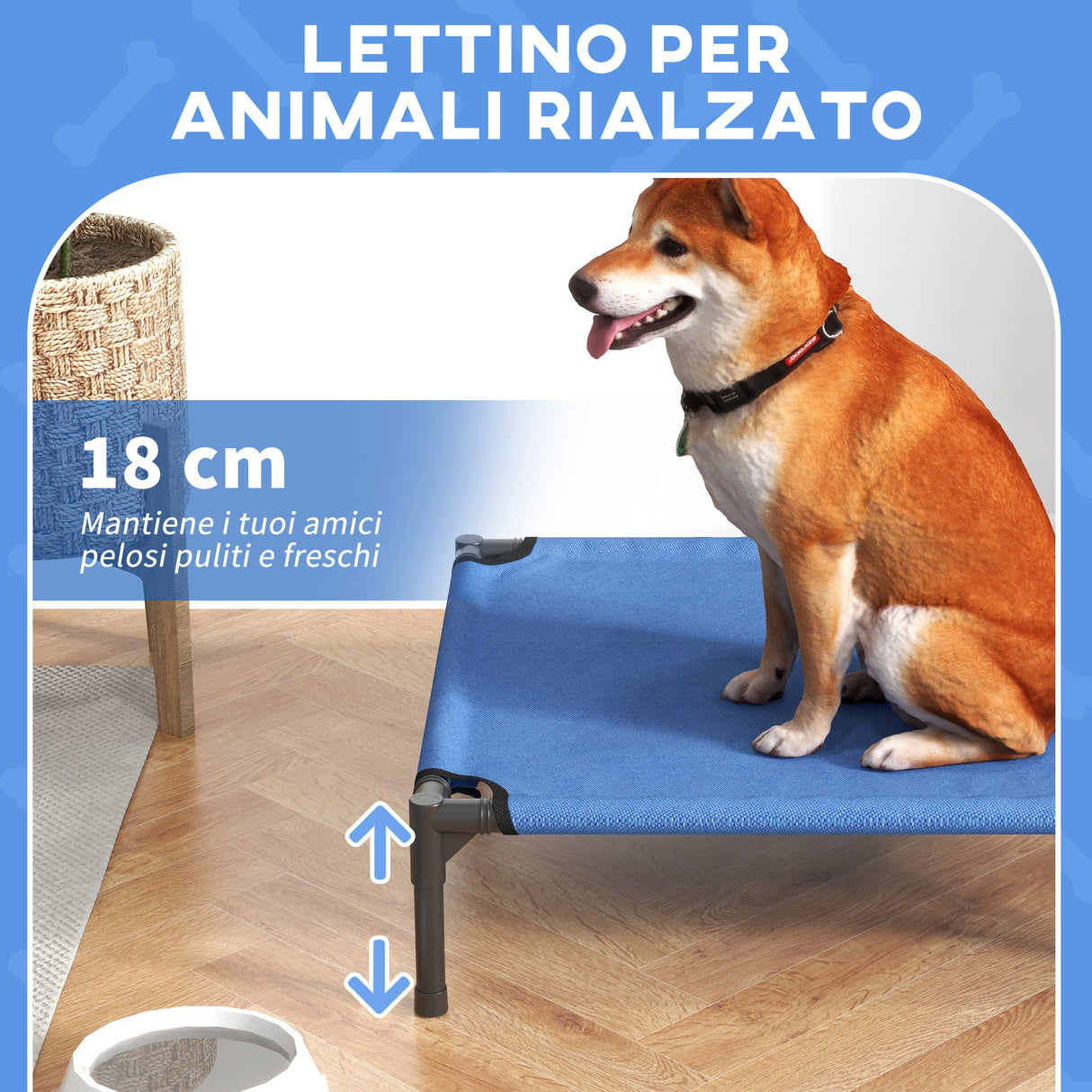 easycomfort easycomfort cuccia lettino per cani rialzato pieghevole per interno ed esterno in metallo e tessuto oxford 76x61x18 cm blu