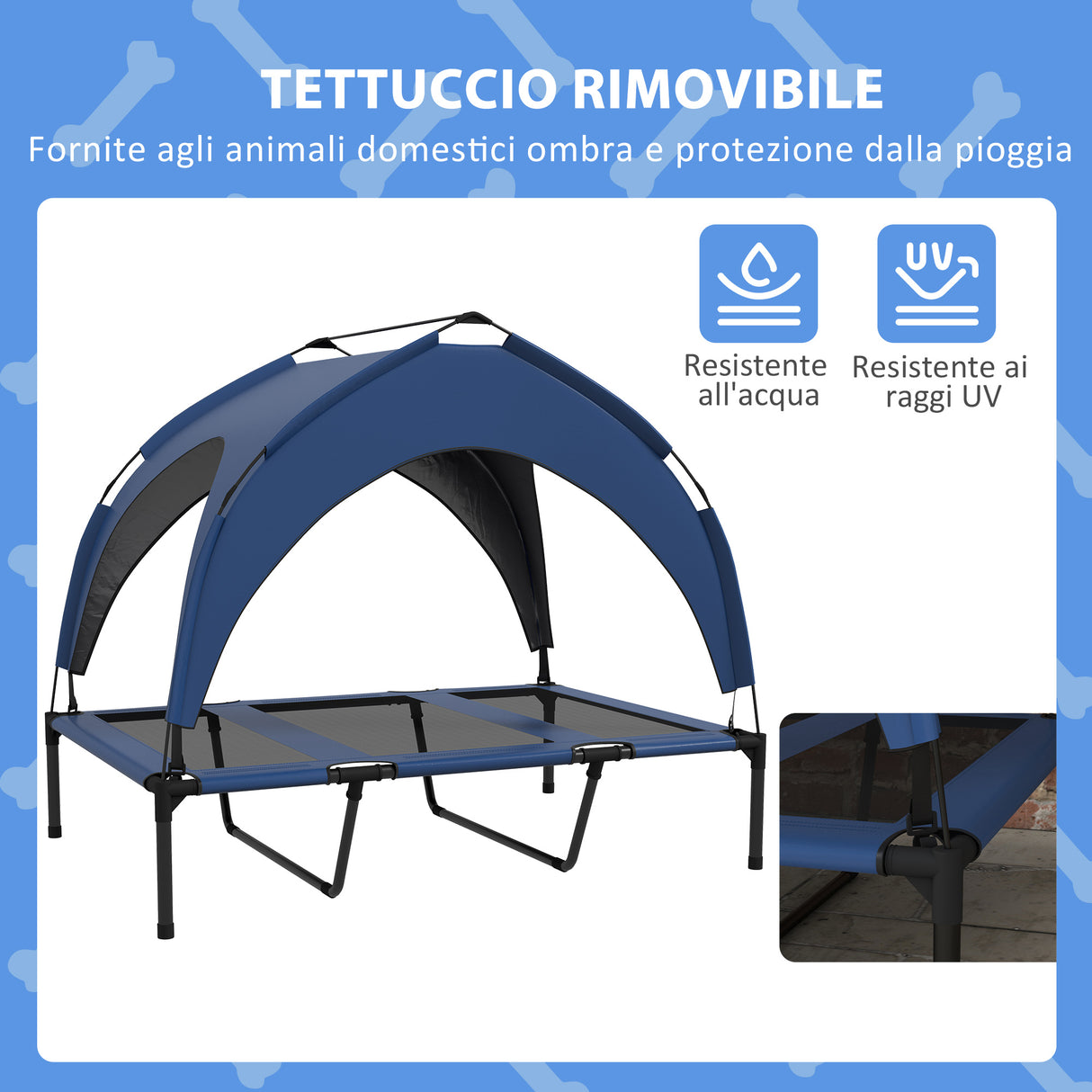easycomfort easycomfort cuccia per cani taglia grande con tettuccio protettivo in acciaio e poliestere 106x76x94 cm blu scuro