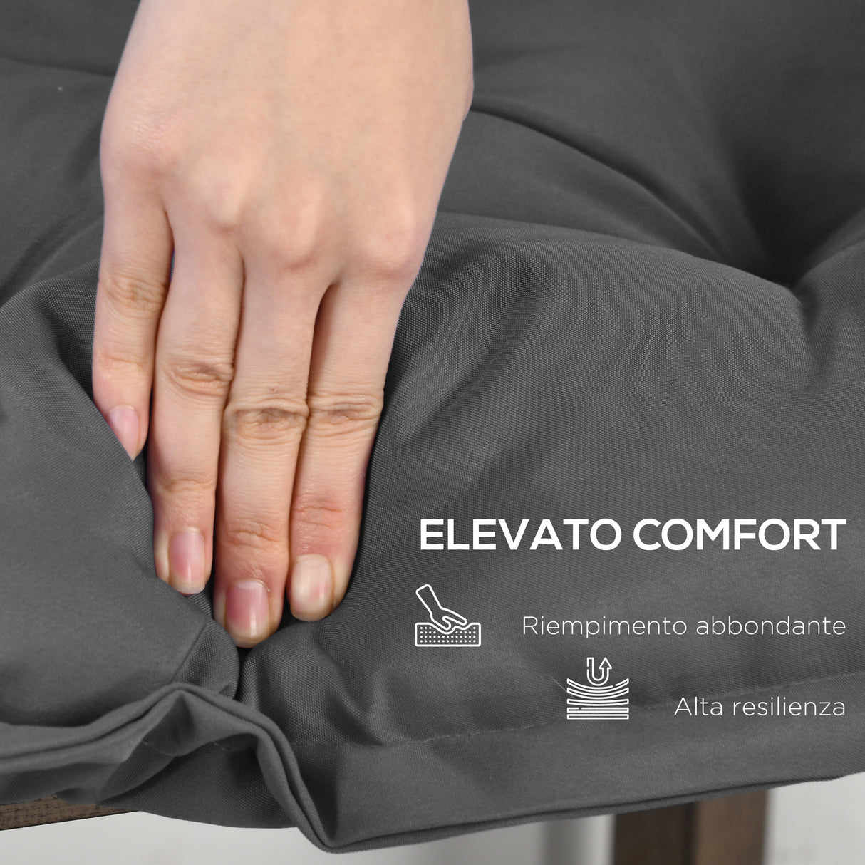 easycomfort easycomfort cuscino per panchina da giardino con laccetti e imbottitura spessa 100x40cm grigio scuro