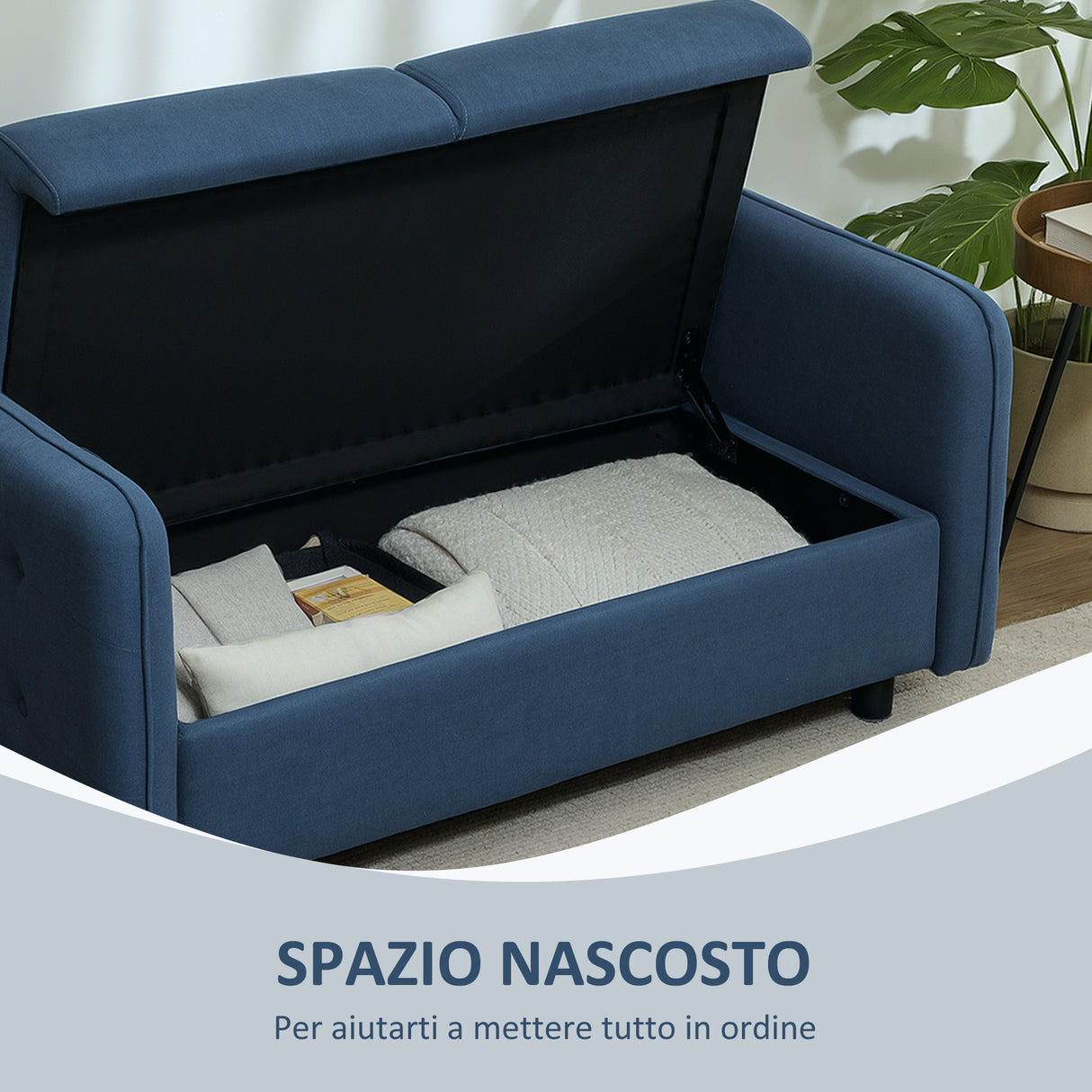 easycomfort easycomfort divano 2 posti moderno in velluto con cuscini sfoderabili e molle a s 136x75x84 cm blu