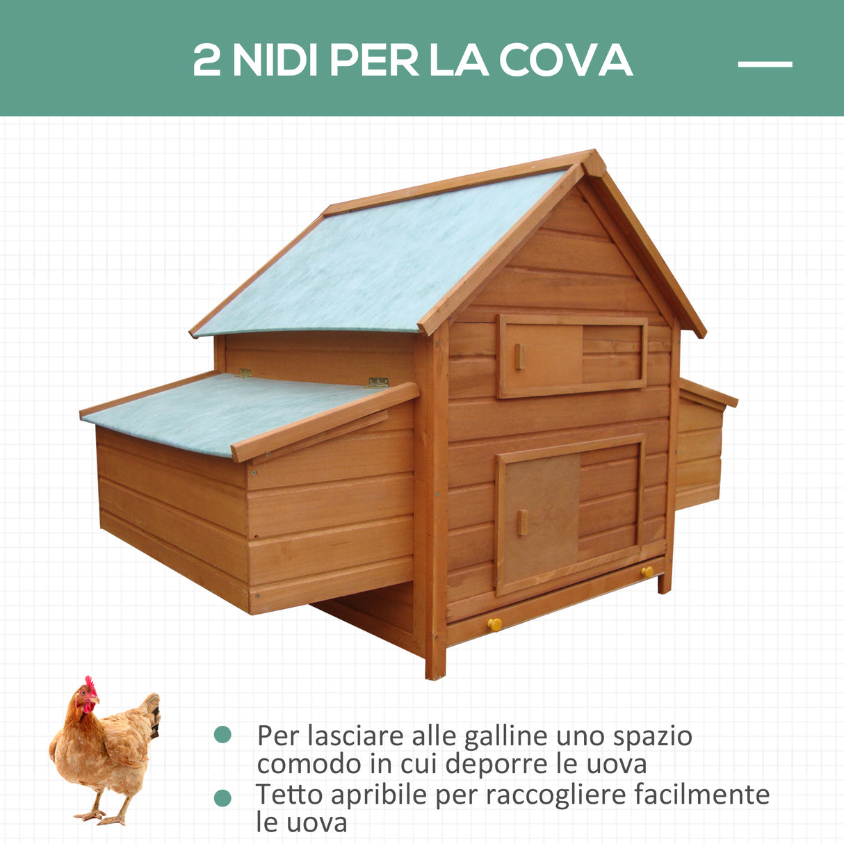 easycomfort easycomfort gabbia per galline in legno con tetto impermeabile pollaio prefabbricato da esterno 160x98 5x107cm