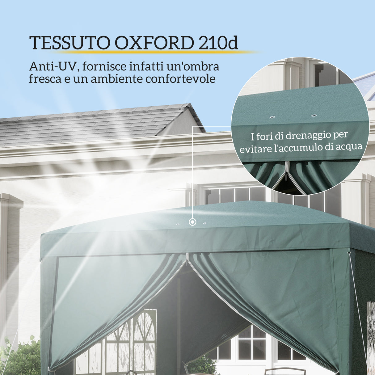 easycomfort easycomfort gazebo 3x3 m da giardino impermeabile in acciaio con copertura in tessuto oxford verde