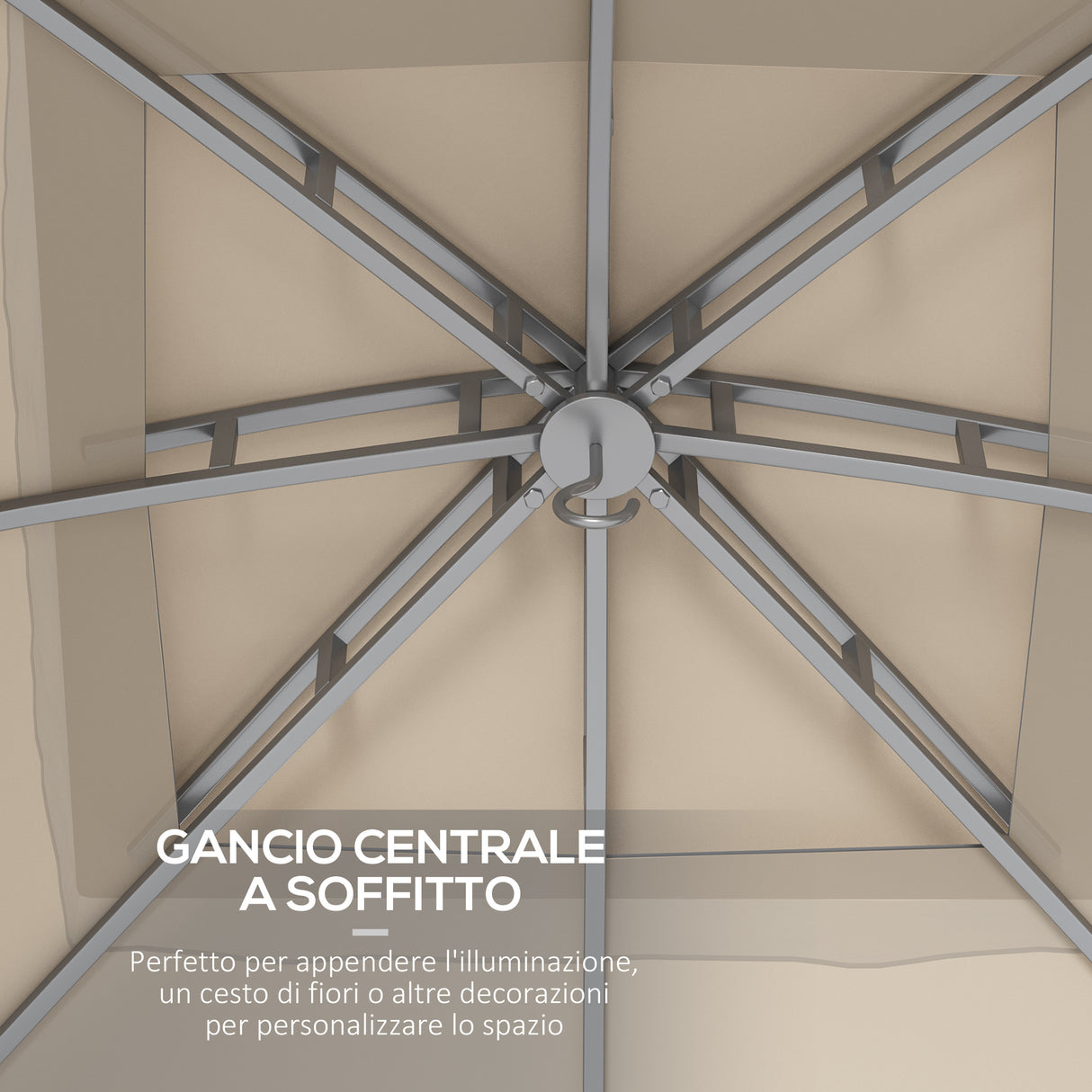 easycomfort easycomfort gazebo da giardino 3x3m in acciaio con doppio tettuccio e tende beige e grigio