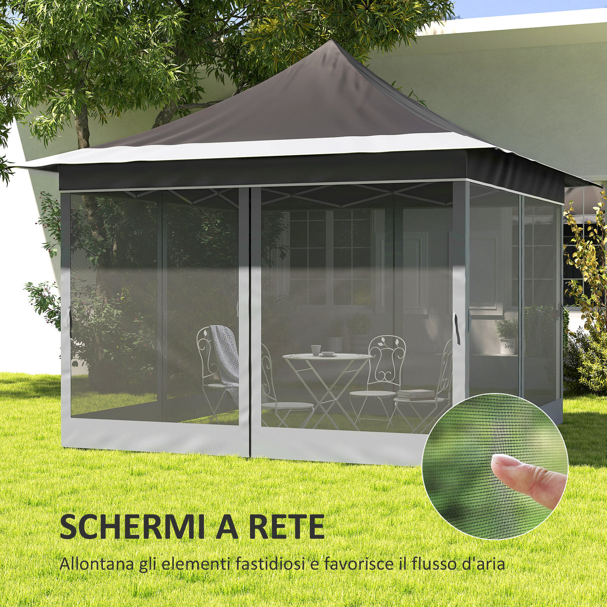 easycomfort easycomfort gazebo da giardino ad altezza regolabile con zanzariera in poliestere e metallo 357x357x310 cm grigio scuro