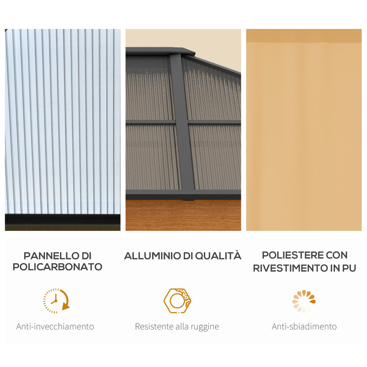 easycomfort easycomfort gazebo da giardino in acciaio alluminio e poliestere con tetto in policarbonato e zanzariere 2 94x3 60x2 67 m