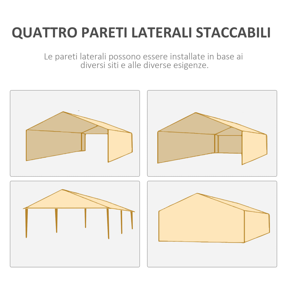 easycomfort easycomfort gazebo tendone per feste 6x3m con pareti laterali rimovibili porte e finestre bianco