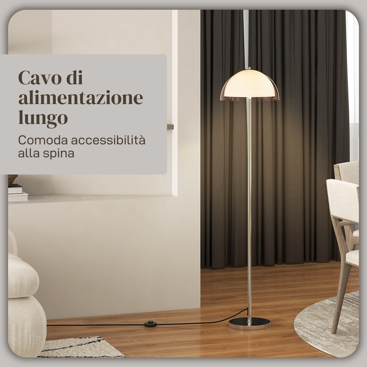 easycomfort easycomfort lampada a piantana moderna con paralume a doppio strato in metallo e acrilico 35x150 cm bianca