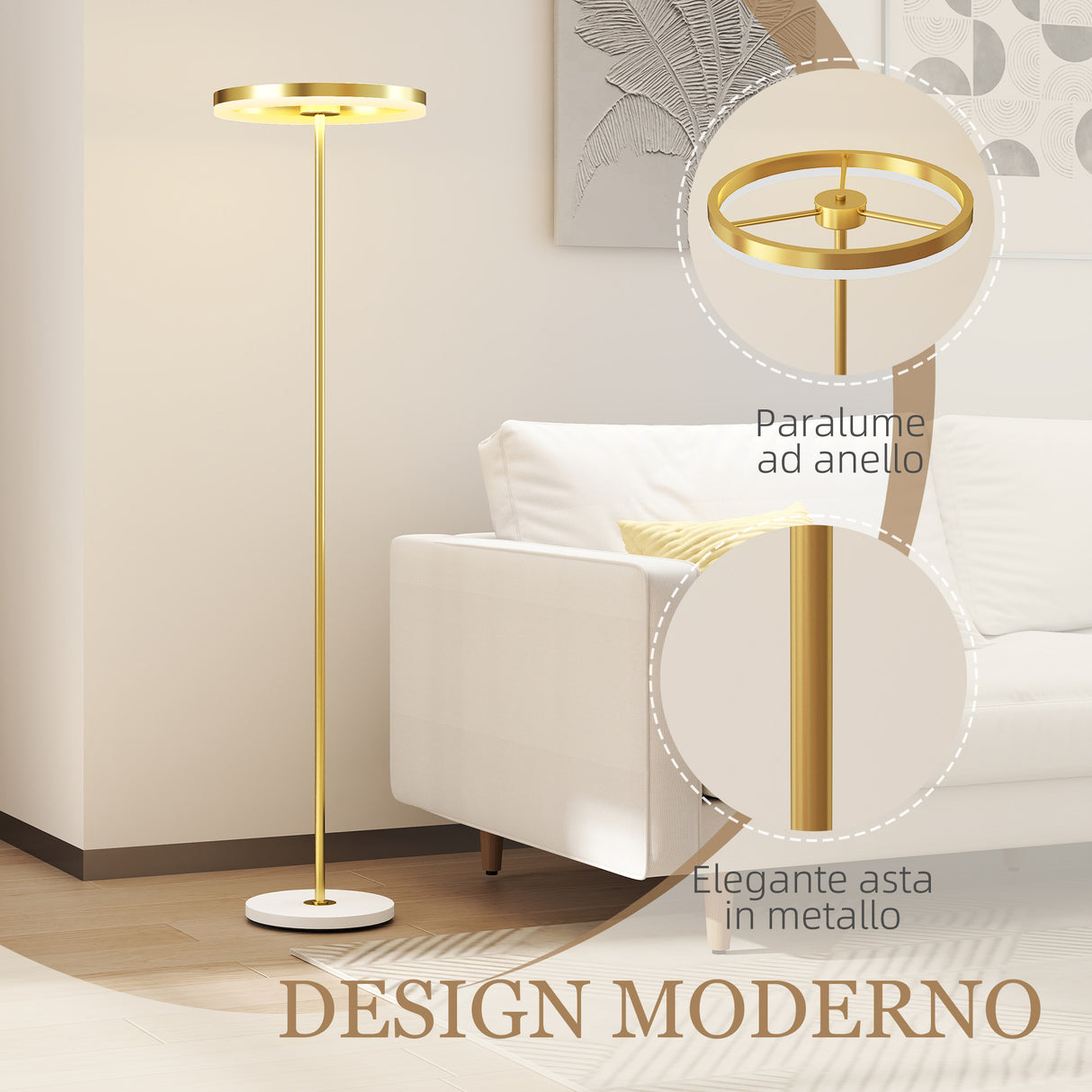 easycomfort easycomfort lampada da terra moderna con luce dimmerabile con interruttore a pedale e 3 luminosita oro