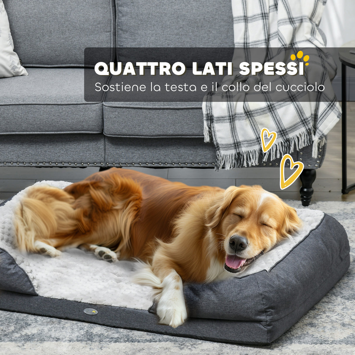 easycomfort easycomfort lettino per cani taglia grande imbottito con cuscino rimovibile lavabile 120x80x22cm grigio carbone