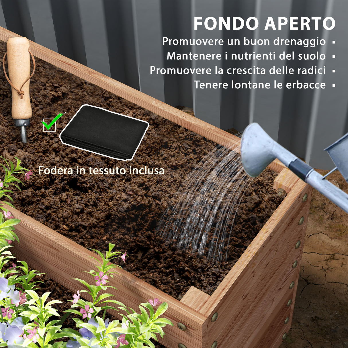 easycomfort easycomfort letto per orto rialzato a 4 livelli in legno di abete con fondo aperto 113x113x46 cm marrone