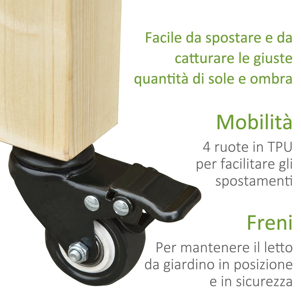 easycomfort easycomfort letto per orto rialzato in legno con rotelle e ripiano inferiore 118x55x83cm legno naturale