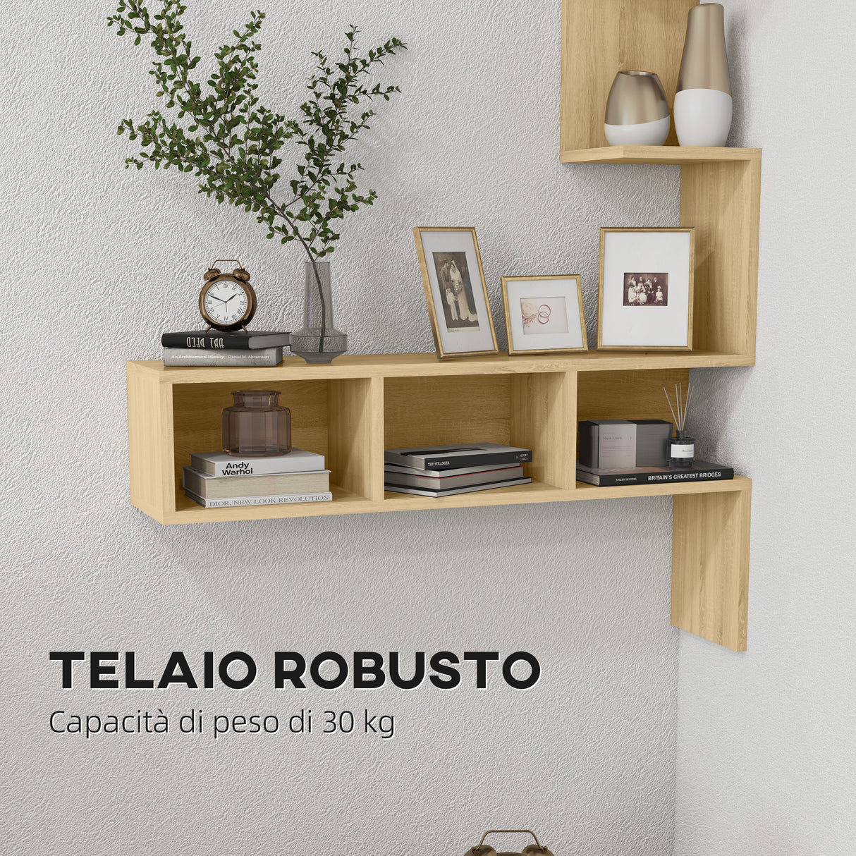 easycomfort easycomfort mensola portaoggetti in mdf con ripiani aperti per soggiorno e camera da letto 80x20x128 5 cm rovere