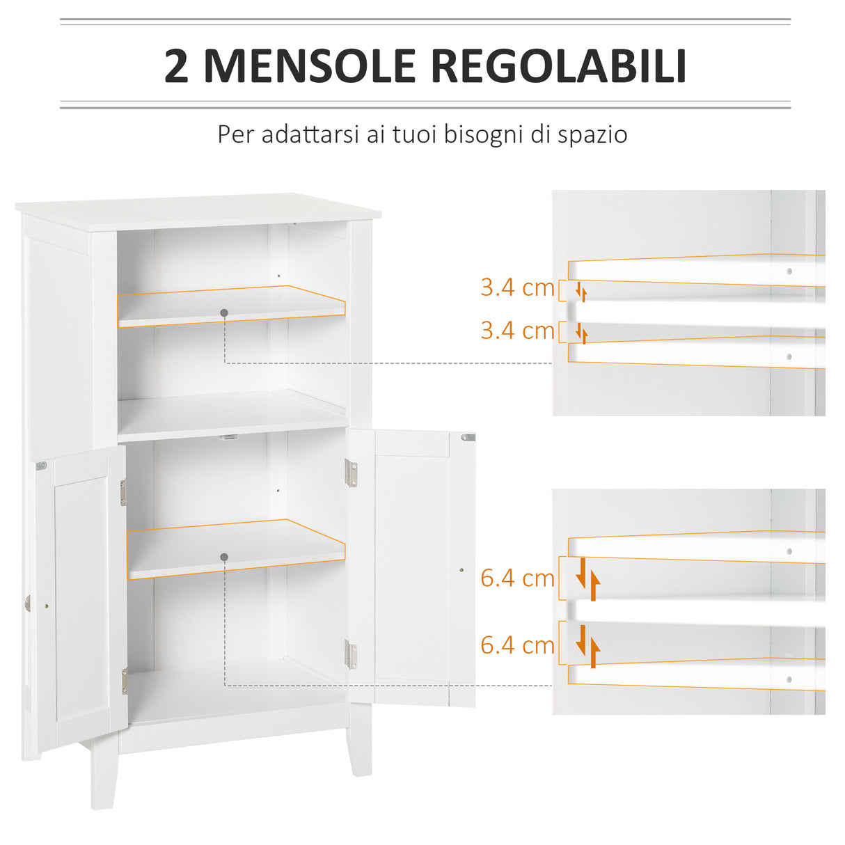easycomfort easycomfort mobile bagno con mensole regolabili e armadietto 2 ante mobiletto bagno multiuso in legno bianco 50x30x93cm