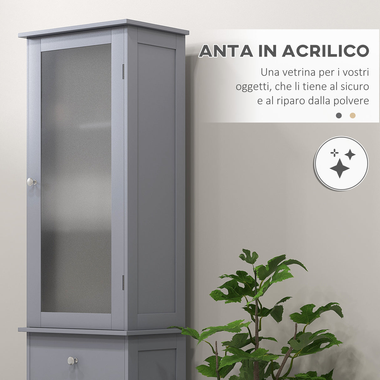 easycomfort easycomfort mobile colonna bagno salvaspazio con armadietto cassetto e ripiani in mdf 40x27x171 5cm grigio