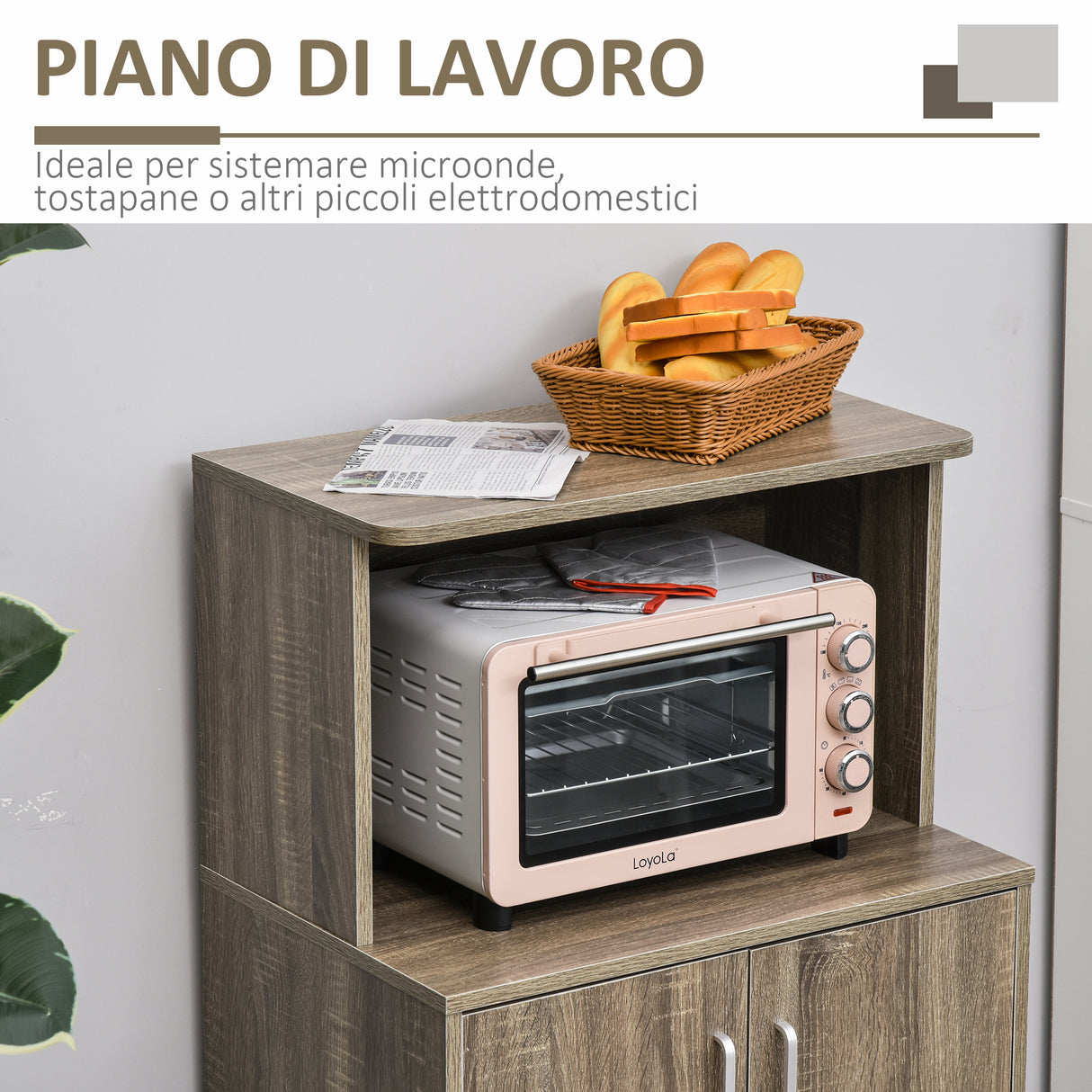 easycomfort easycomfort mobile cucina multiuso con 4 ruote armadietto e ripiano per microonde 60 4x40 3x97cm grigio